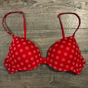Xhilaration Red and Pink Polka Dot bra